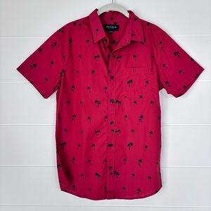 PacSun Red and Black Palmtree printed Casual Button Down Cotton Men' Shirt Small